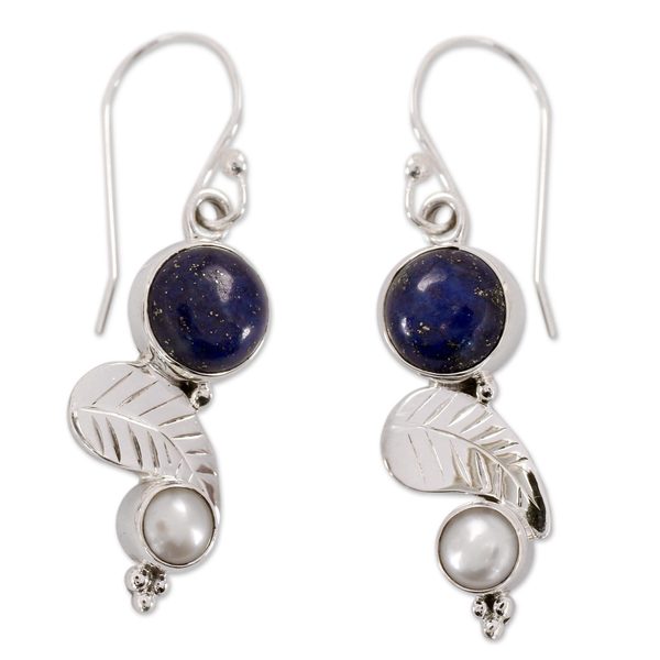 Shop Handmade Sterling Silver 'Tropical Berry' Pearl Lapis Earrings (5 ...