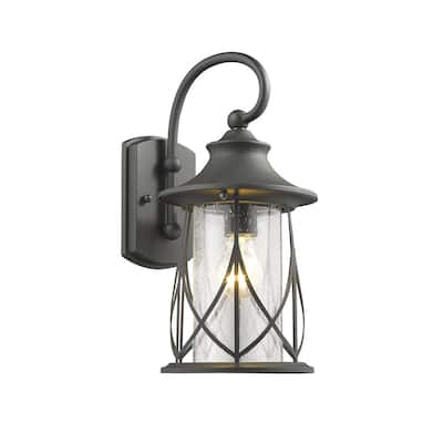 1-light Black Outdoor Wall Lantern