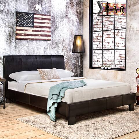 Furniture of America Modern Low-Profile Faux Leather Platform Bed
