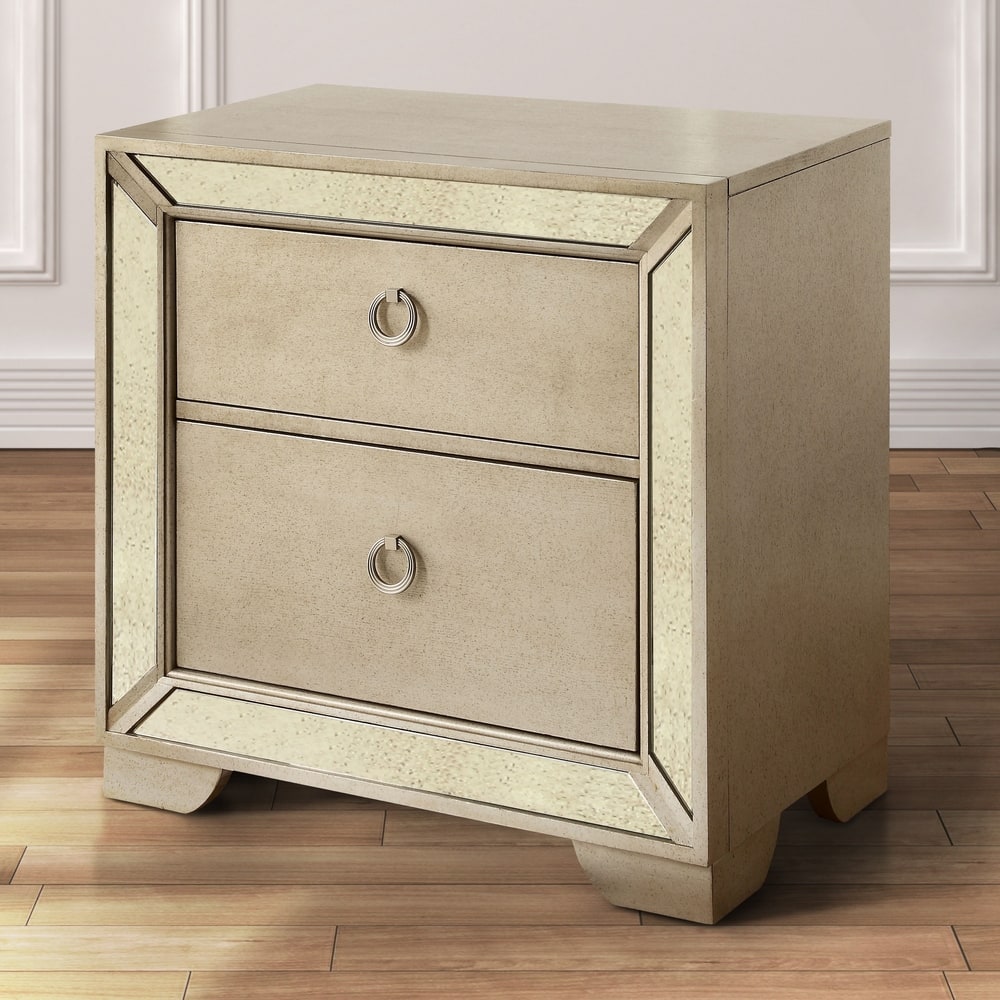 Rosing Glam Gold Mirrored 2-Drawer Nightstand by Silver Orchid