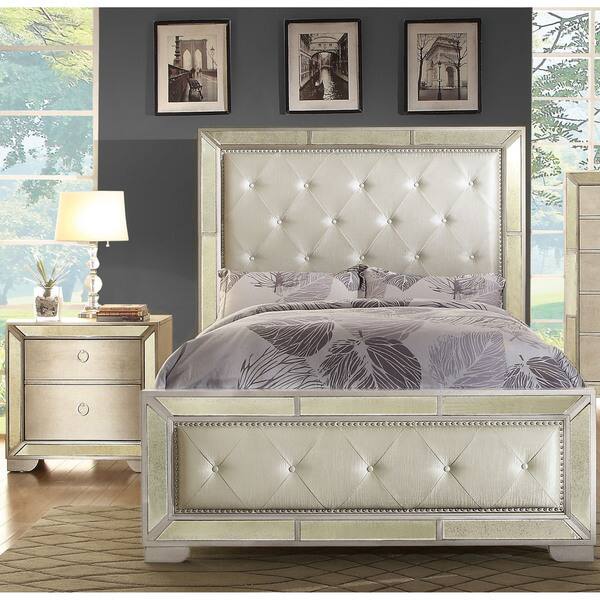 slide 2 of 6, Furniture of America Gevi Modern Tufted Bed and Nightstand Set