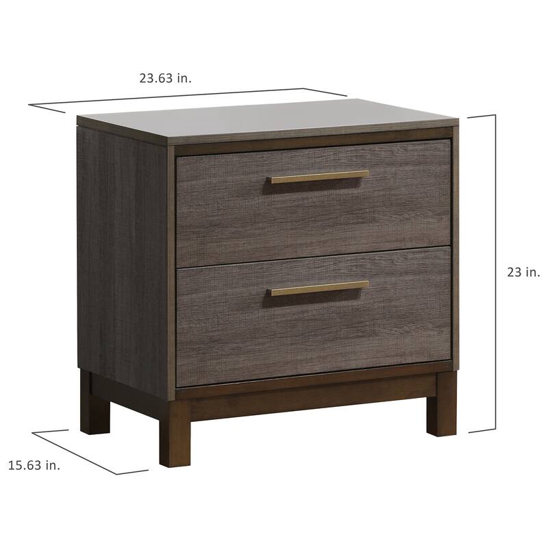 Fika Contemporary Grey Solid Wood 2-Drawer Nightstand by Furniture of America