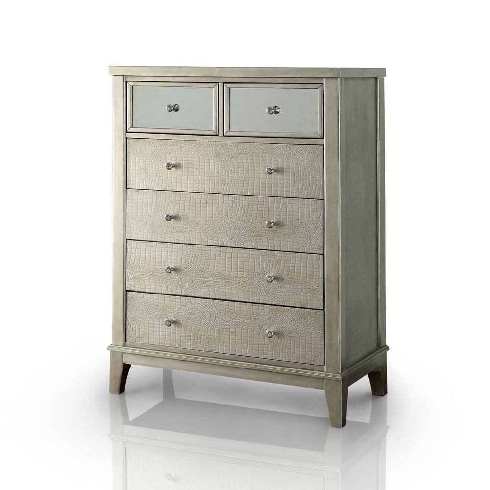 Furniture of America Livo Modern Silver Solid Wood 6-drawer Chest