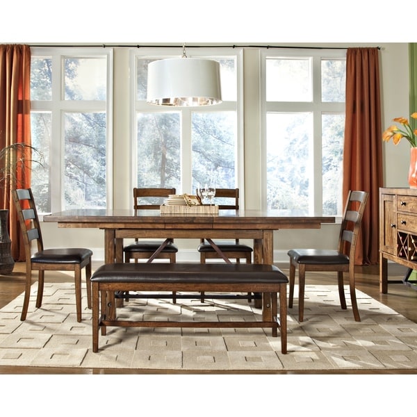 Santa Clara 6 piece Rich Brandy Hardwood Dining Set   17648151