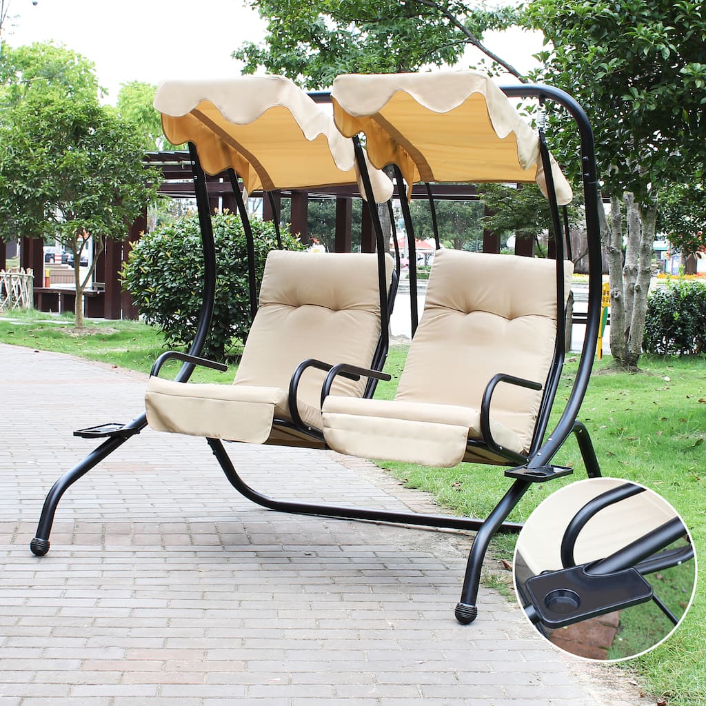 Adeco 2 Independent Chairs Canopy Awning Porch Swings Bench