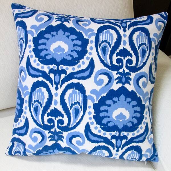 Blue Green Modern Floral Throw Pillow Cover