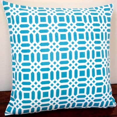 Artisan Pillows Indoor 20-inch Vivid Lattice in Teal Blue Throw Pillow Cover