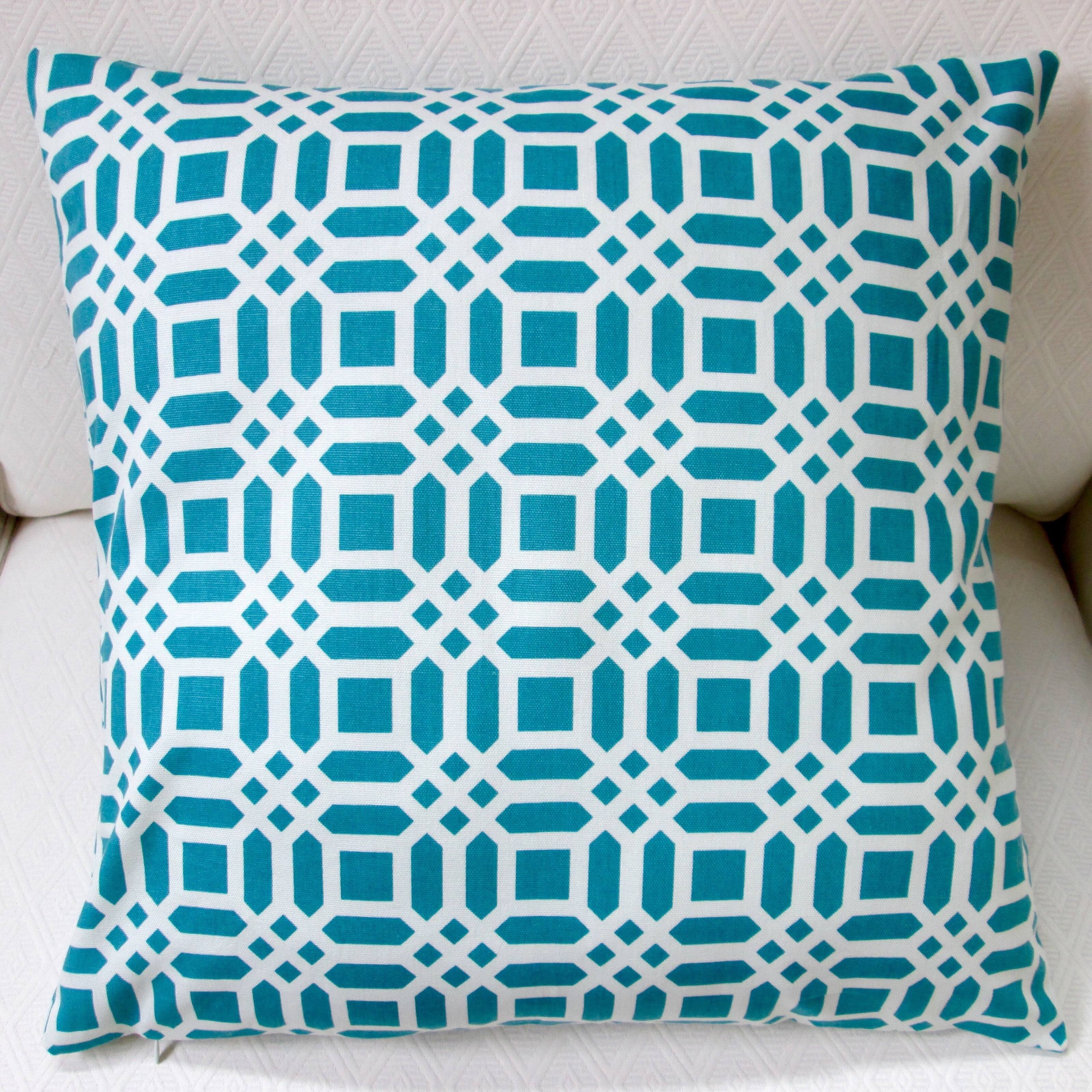 Artisan Pillows Indoor 20-inch Vivid Lattice In Teal Blue Throw Pillow 