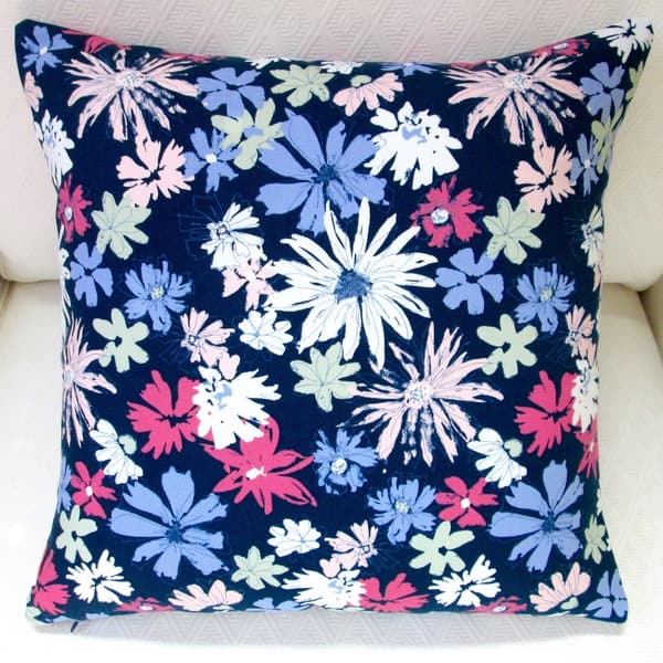 Artisan Pillows 20inch Indoor Ink Outburst Flowers in Navy Blue Pillow