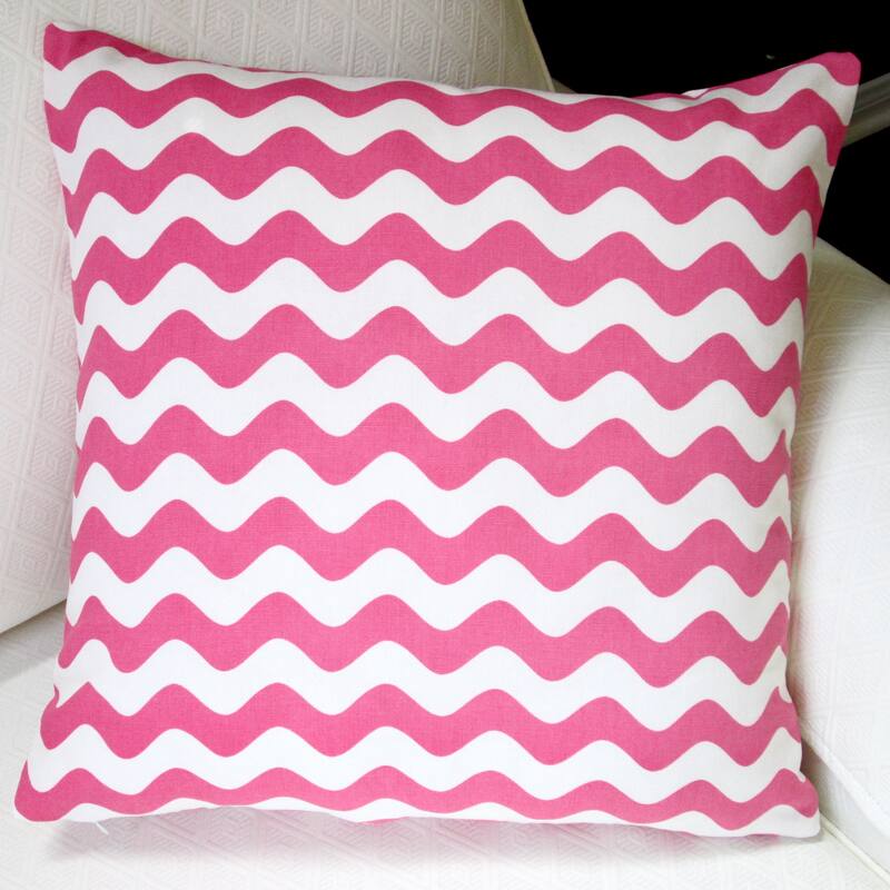 Artisan Pillows Kids Indoor 20-inch Wave Canvas in Hot Pink or Aqua Throw Pillow Cover - Pink