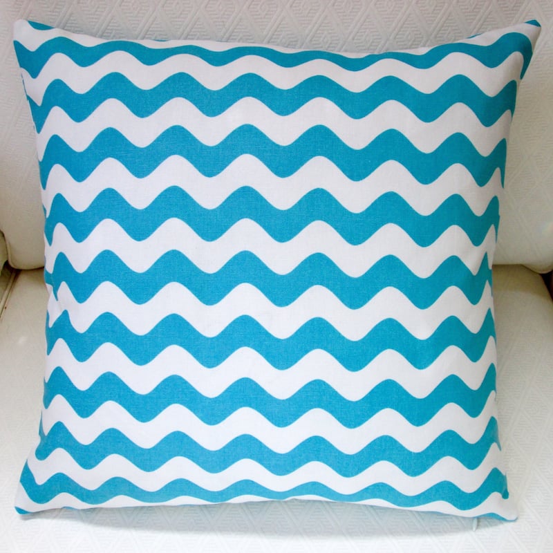 Artisan Pillows Kids Indoor 20-inch Wave Canvas in Hot Pink or Aqua Throw Pillow Cover - Baby Blue