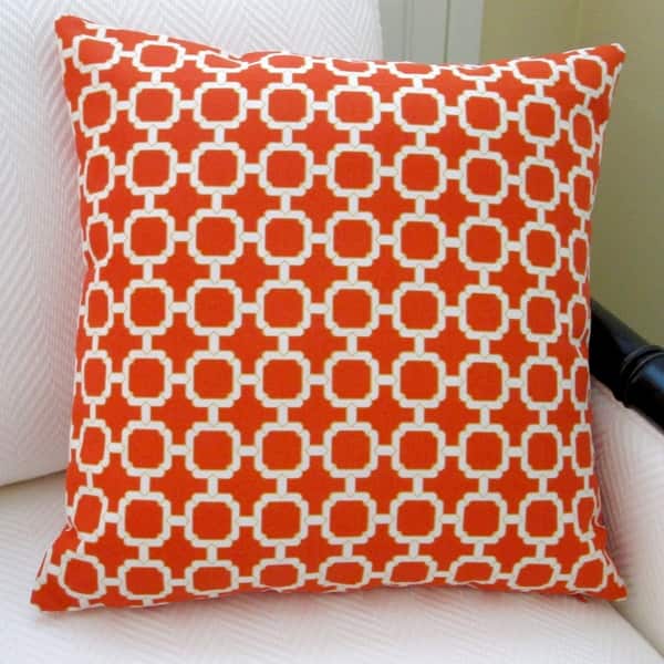 New Upholstered Throw Pillows Set of 2 18x18 Orange Tan Cream