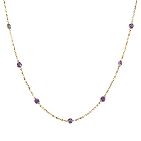 14K White Gold Necklace With Amethyst Gemstones By The Yard 18 Inches