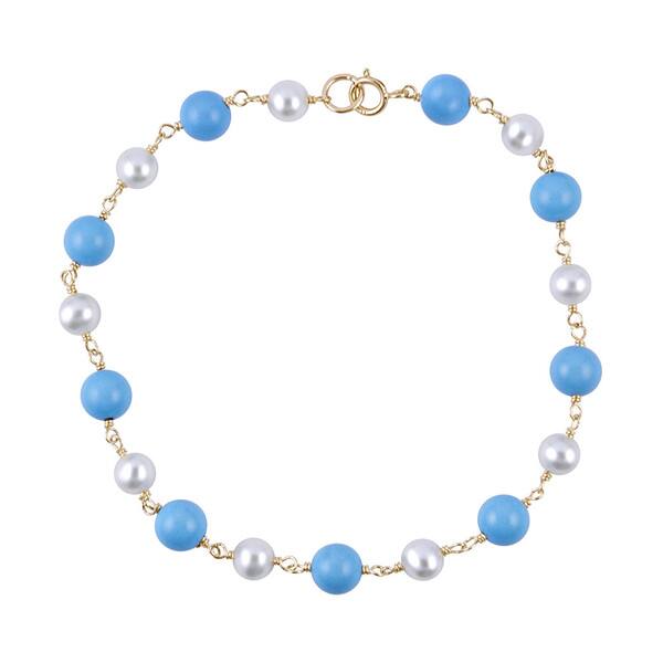 Freshwater Pearl and Turquoise Stretch Bracelet Freshwater Pearl and Turquoise Stretch Bracelet