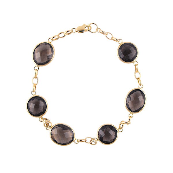 14k Yellow Gold Smoky Quartz Bracelet Free Shipping Today 14k Yellow Gold Smoky Quartz Bracelet