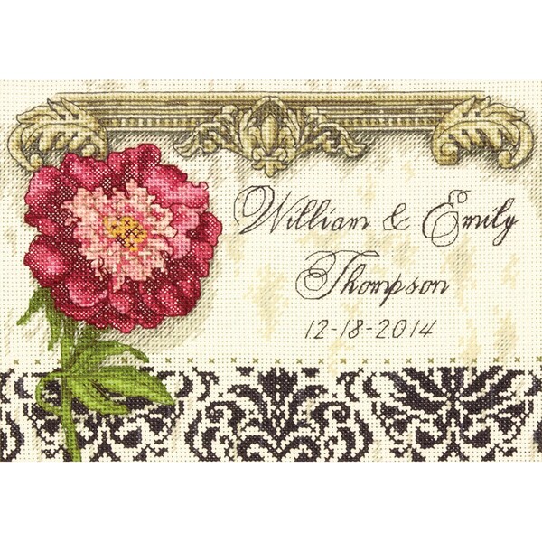 Gold Petite Elegant Wedding Record Counted Cross Stitch Kit7inX5in 18