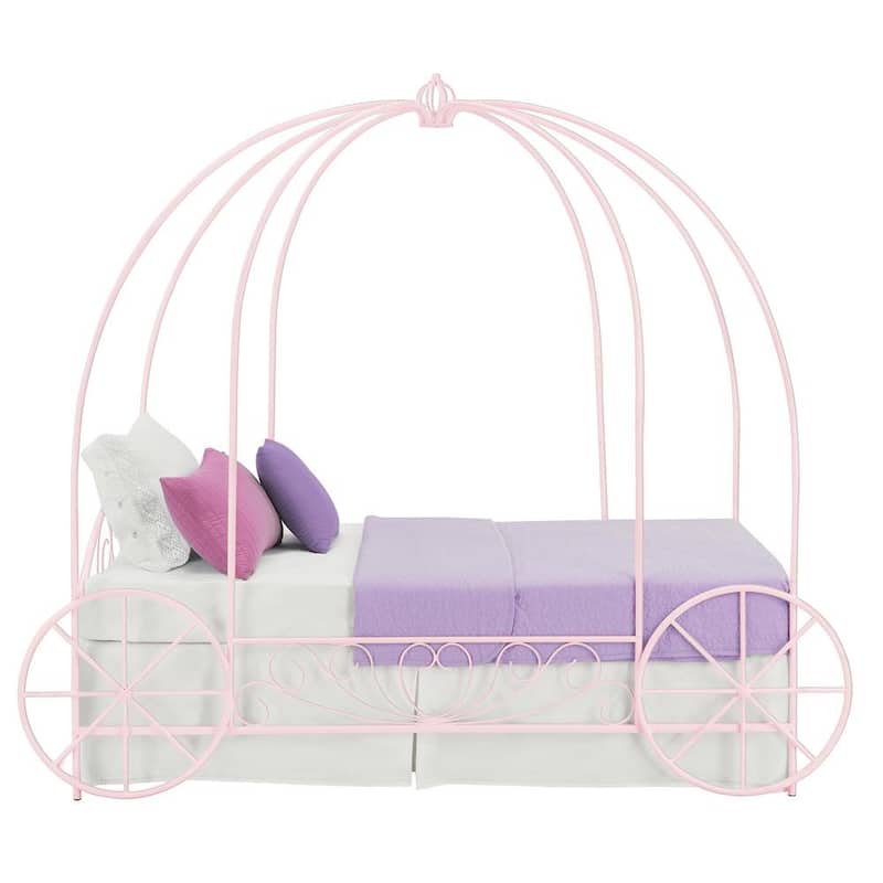 DHP Pink Metal Twin Carriage Bed