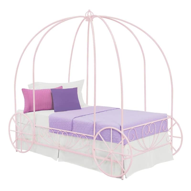 DHP Pink Metal Twin Carriage Bed