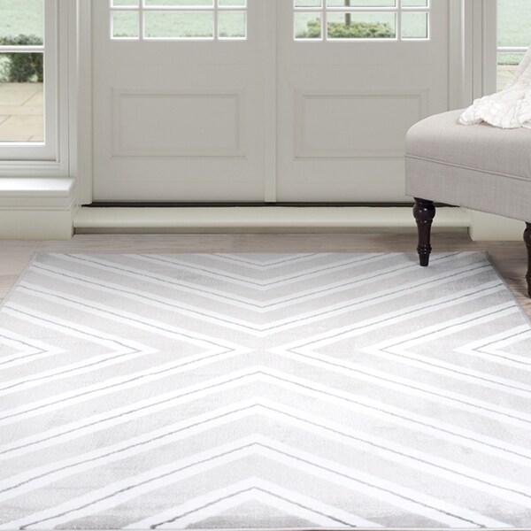 Shop Windsor Home Kaleidoscope Area Rug Grey & White 3'3 x 5' On