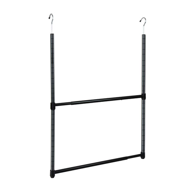 Oceanstar 2-Tier Portable Adjustable Closet Hanger Rod, Black. Opens flyout.