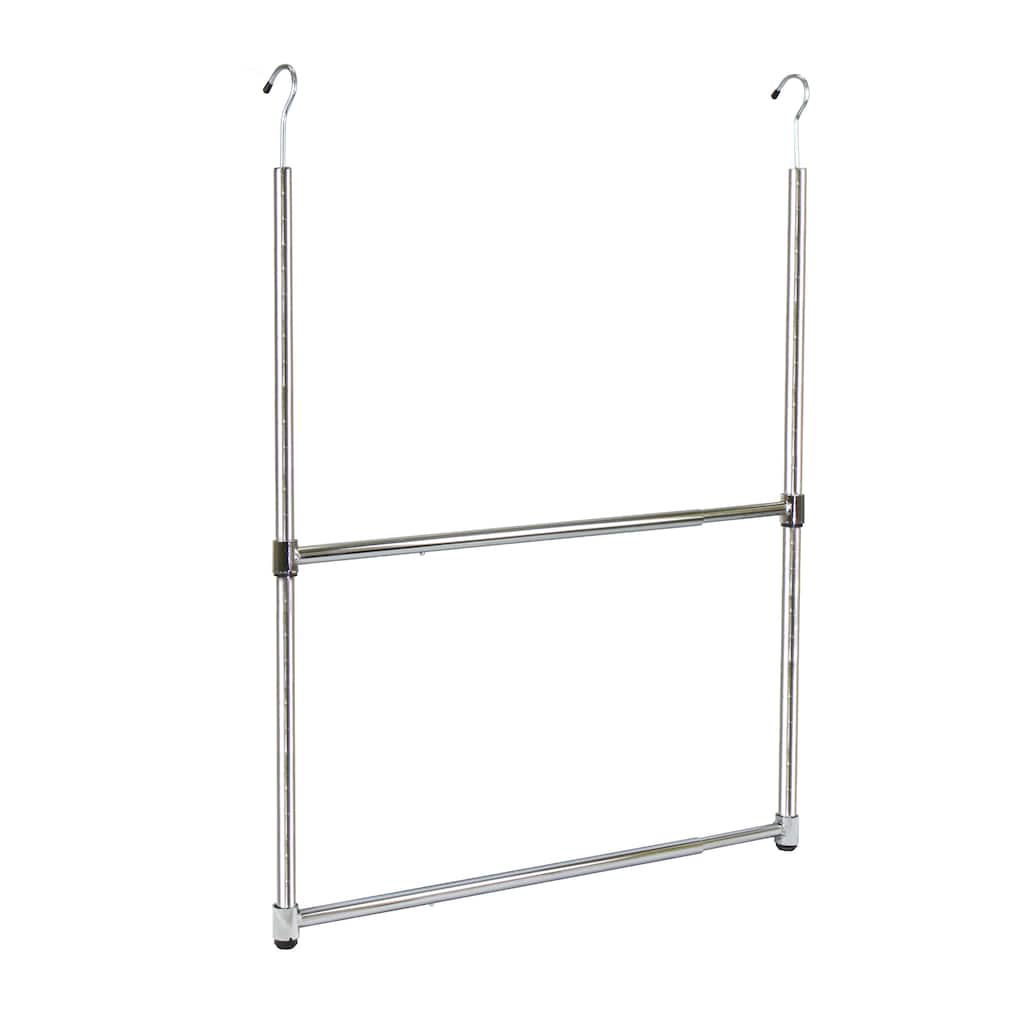 Oceanstar Chrome 2-Tier Portable Adjustable Closet Hanger Rod