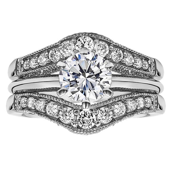 twobirch sterling silver 1ct round cubic zirconia wedding ring and ring guard set - Wedding Ring Guard twobirch sterling silver 1ct round cubic zirconia wedding ring and ring guard set - Wedding Ring Guard