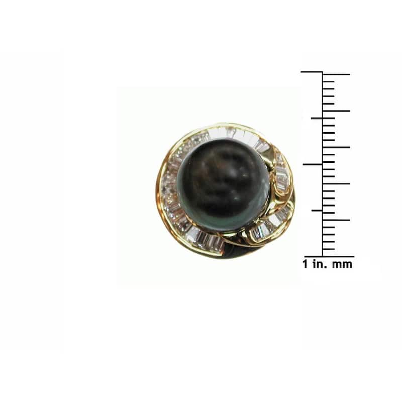 Kabella Luxe Collection 18k Yellow Gold Tahitian Pearl and 1 1/5ct TDW Diamond Ring (G-H, SI1-SI2) (12-13 mm)