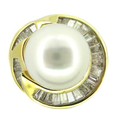 Kabella Luxe 18k Yellow Gold South Sea Pearl and 1 1/5ct TDW Diamond Ring (G-H, SI2) (12-13mm)