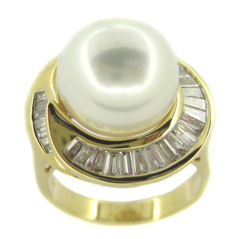 Kabella Luxe 18k Yellow Gold South Sea Pearl and 1 1/5ct TDW Diamond Ring (G-H, SI2) (12-13mm)