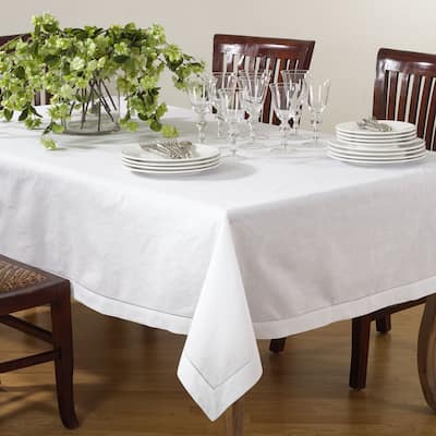 Hemstitched Linen Blend Tablecloth