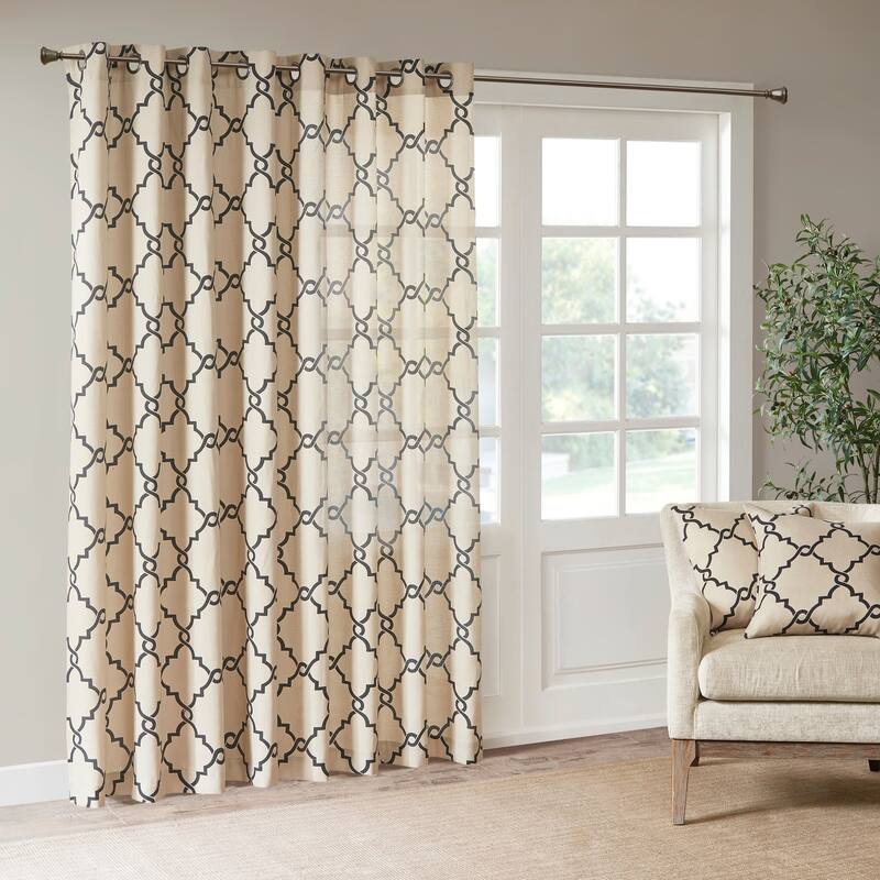 Madison Park Westmont Fretwork Print Patio Single Window Panel - 100"w x 84"l