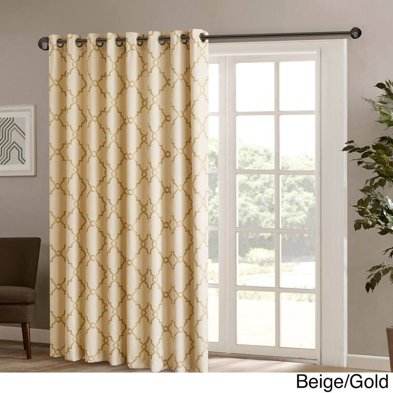 Madison Park Westmont Fretwork Print Patio Single Window Panel - 100"w x 84"l - Beige/Gold