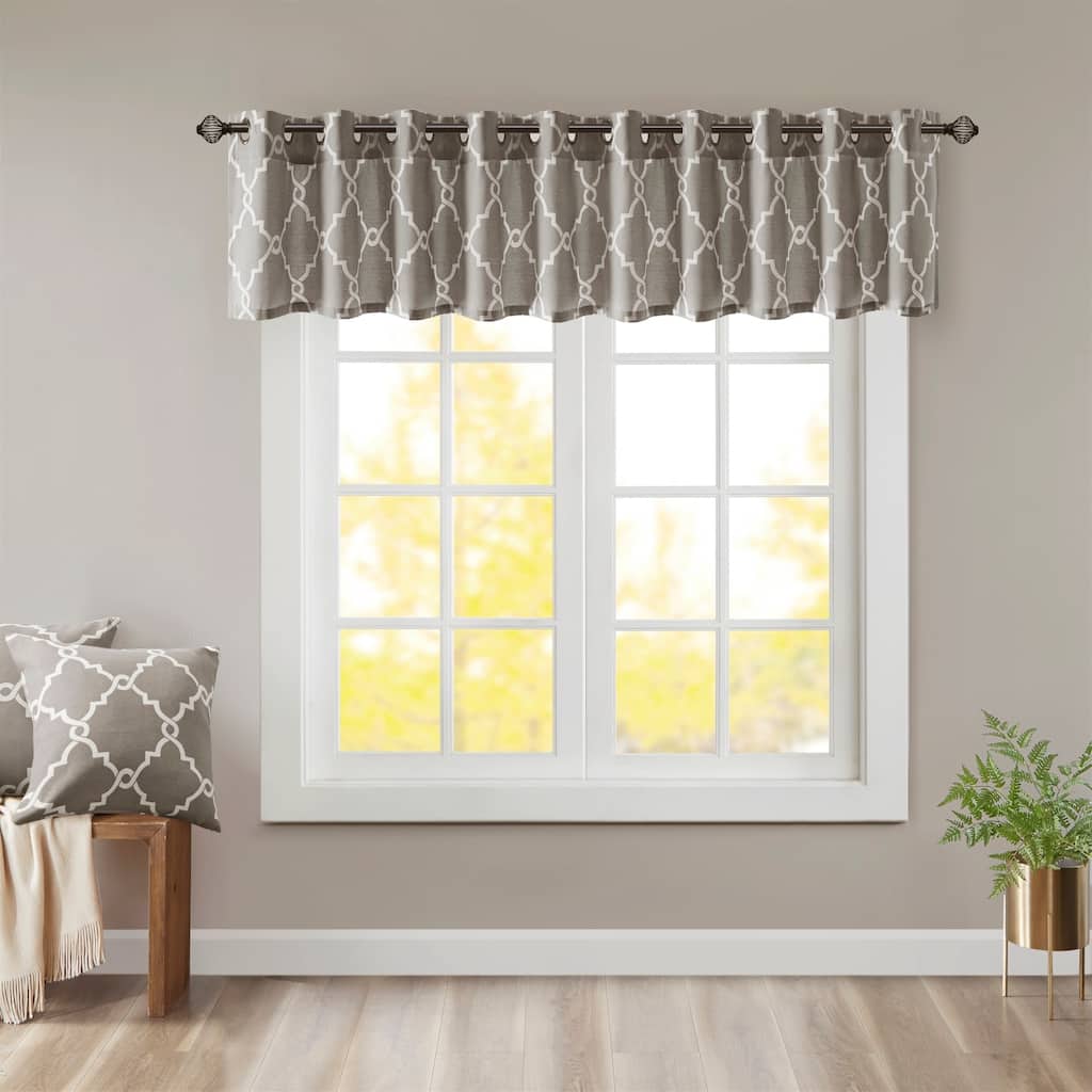 Madison Park Westmont Fretwork Print Grommet Window Valance - 50x18"