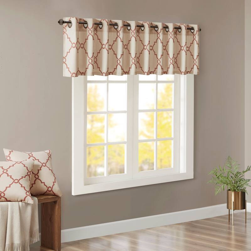Madison Park Westmont Fretwork Print Grommet Window Valance - 50x18"