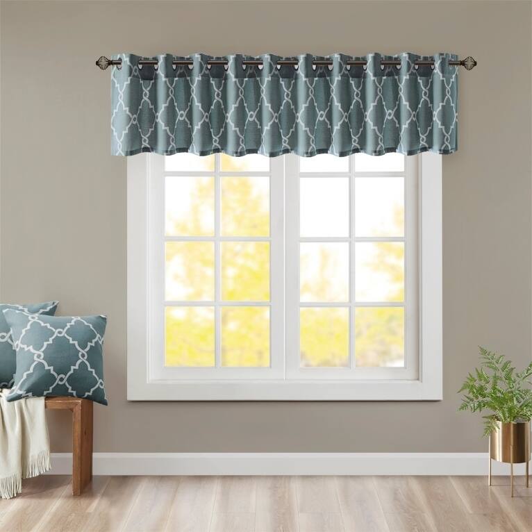 Madison Park Westmont Fretwork Print Grommet Window Valance - 50x18"