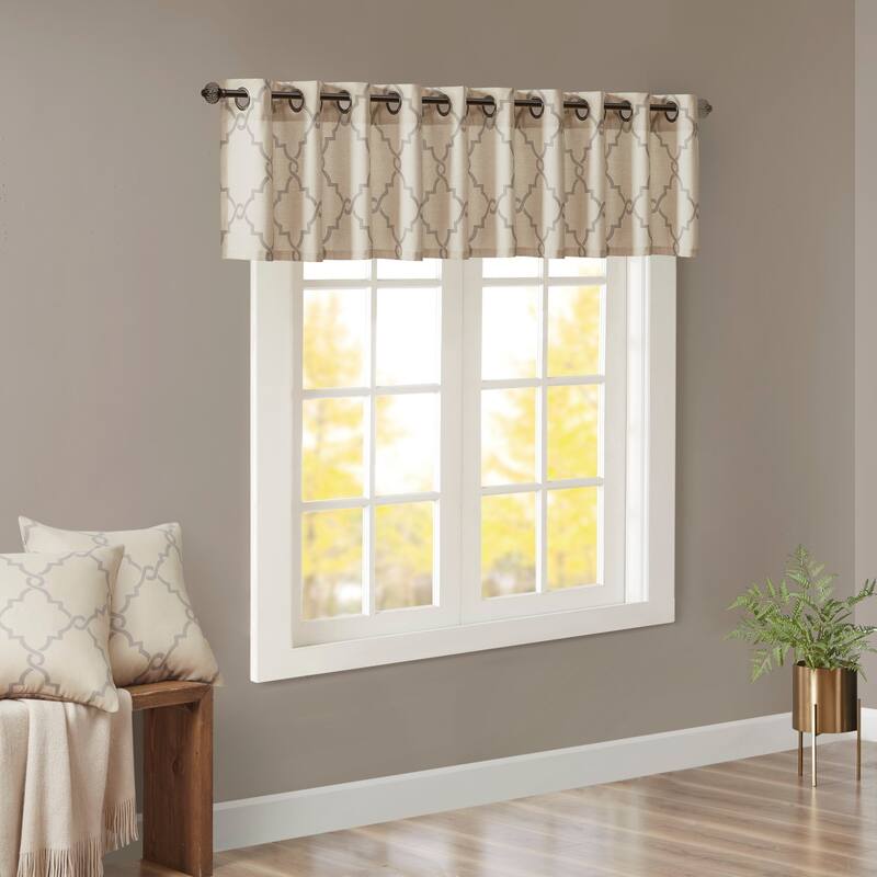 Madison Park Westmont Fretwork Print Grommet Window Valance - 50x18"