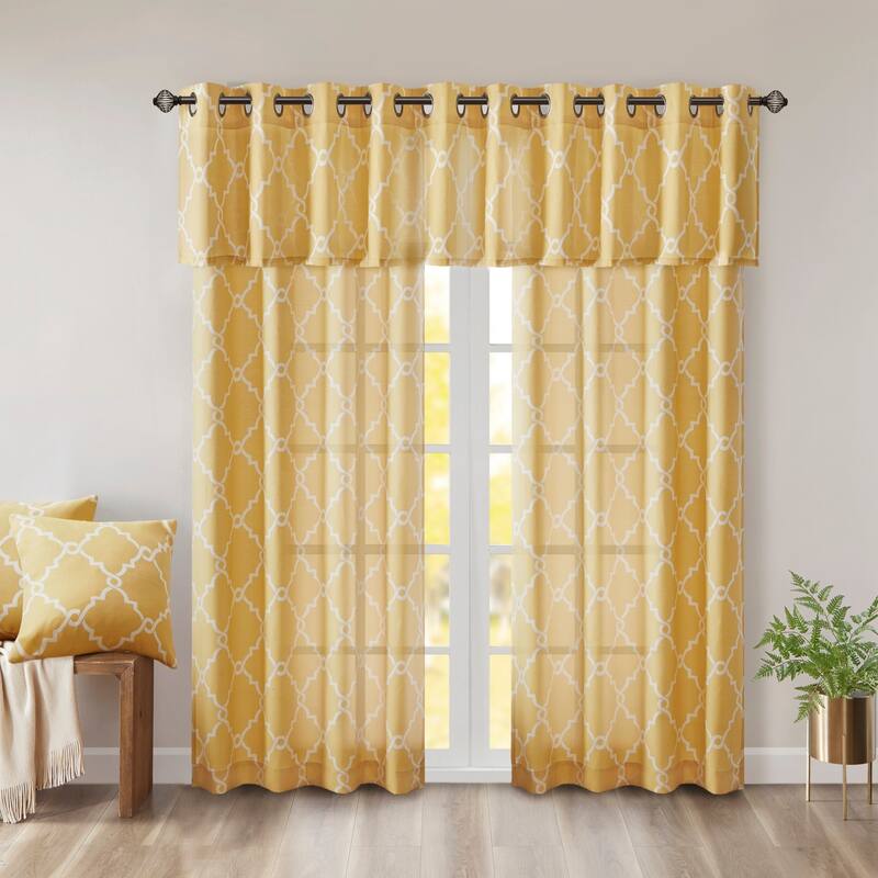 Madison Park Westmont Fretwork Print Grommet Window Valance - 50x18"