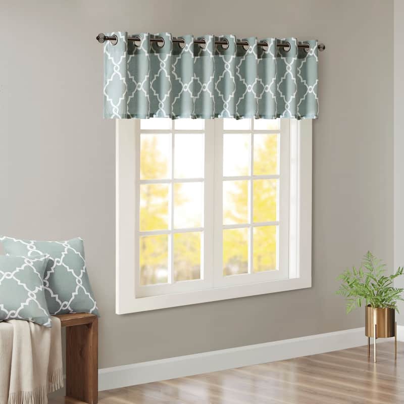 Madison Park Westmont Fretwork Print Grommet Window Valance - 50x18"