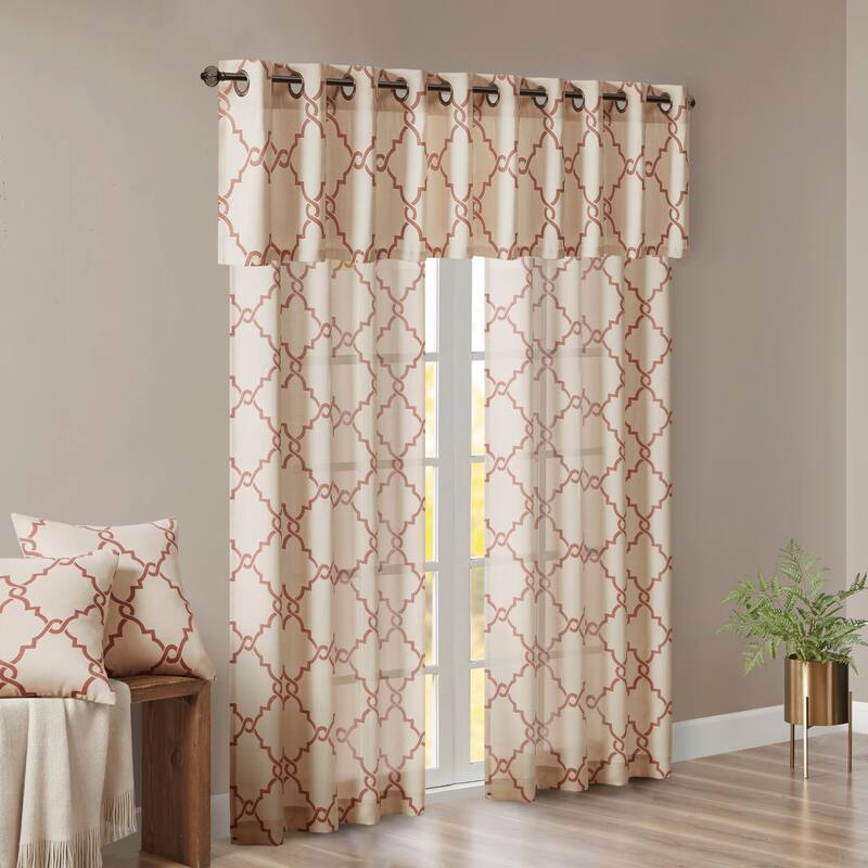 Madison Park Westmont Fretwork Print Grommet Window Valance - 50x18"
