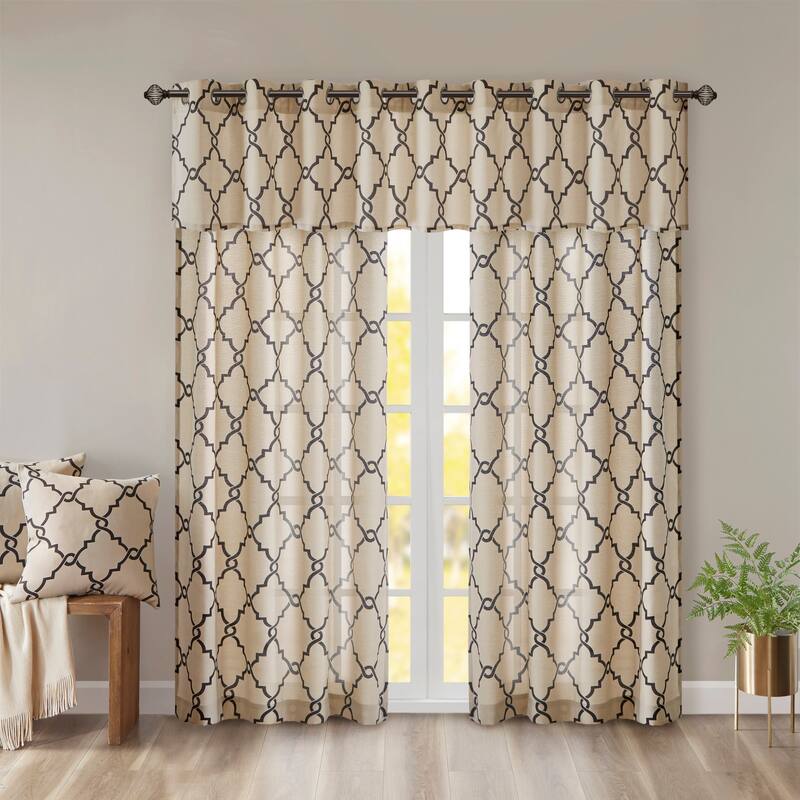 Madison Park Westmont Fretwork Print Grommet Window Valance - 50x18"