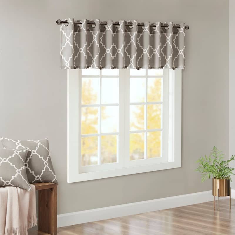 Madison Park Westmont Fretwork Print Grommet Window Valance - 50x18"
