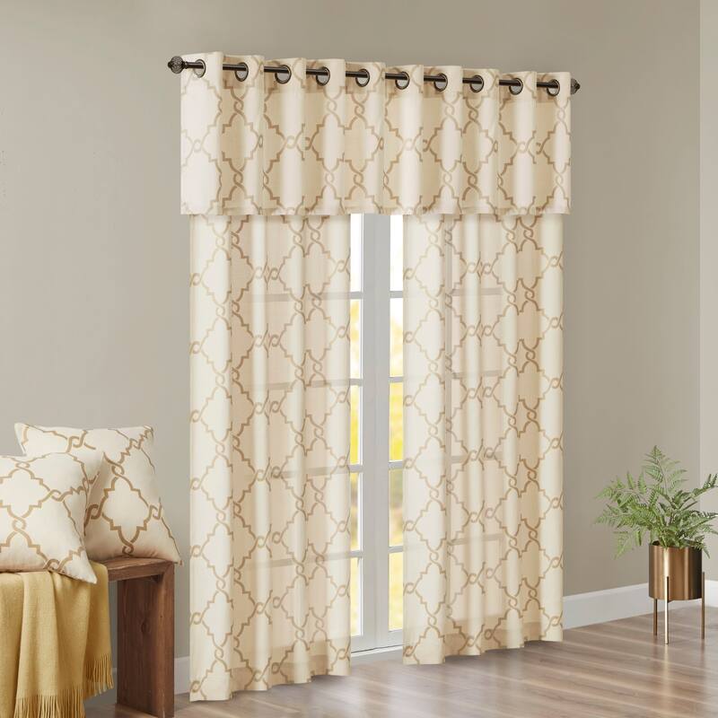 Madison Park Westmont Fretwork Print Grommet Window Valance - 50x18"