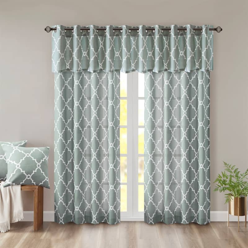 Madison Park Westmont Fretwork Print Grommet Window Valance - 50x18"
