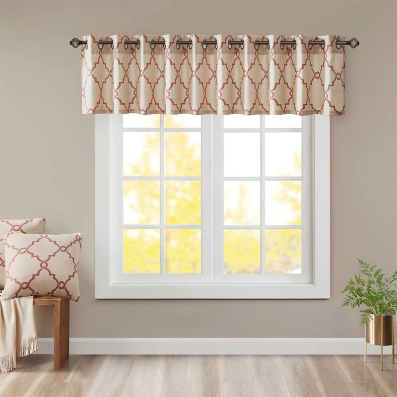 Madison Park Westmont Fretwork Print Grommet Window Valance - 50x18"