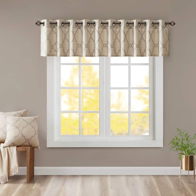 Madison Park Westmont Fretwork Print Grommet Window Valance - 50x18"