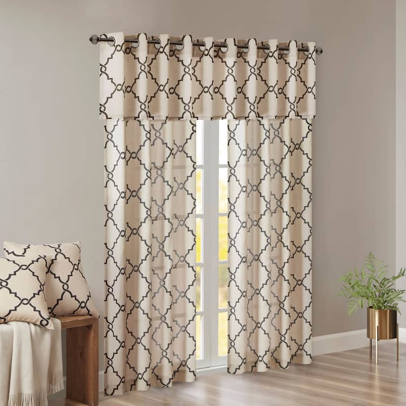 Madison Park Westmont Fretwork Print Grommet Window Valance - 50x18"