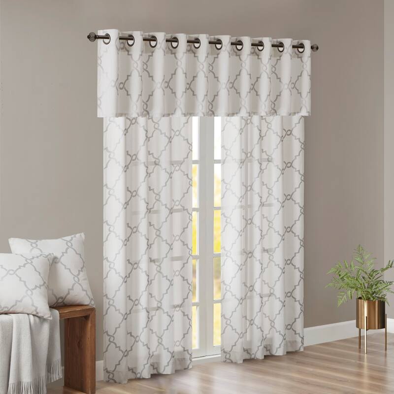 Madison Park Westmont Fretwork Print Grommet Window Valance - 50x18"