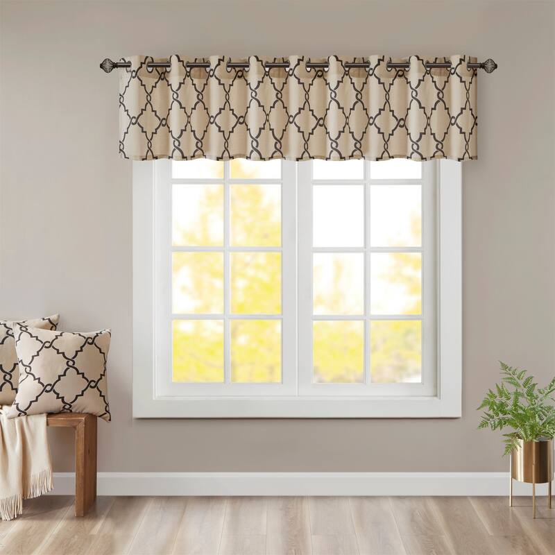 Madison Park Westmont Fretwork Print Grommet Window Valance - 50x18"