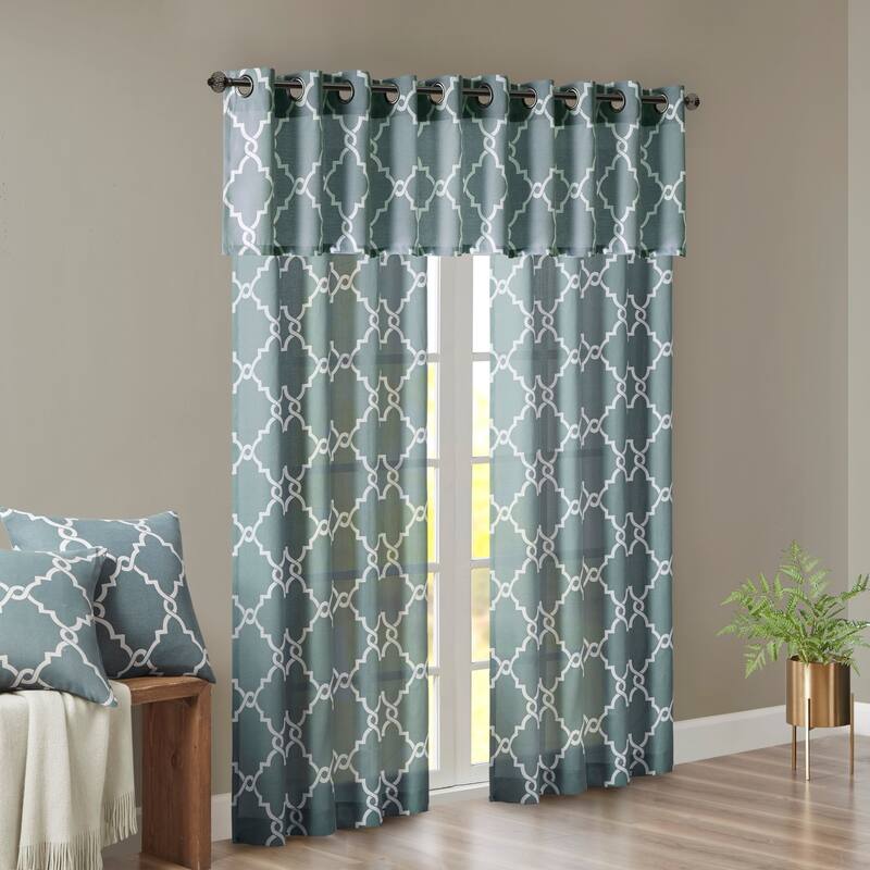 Madison Park Westmont Fretwork Print Grommet Window Valance - 50x18"