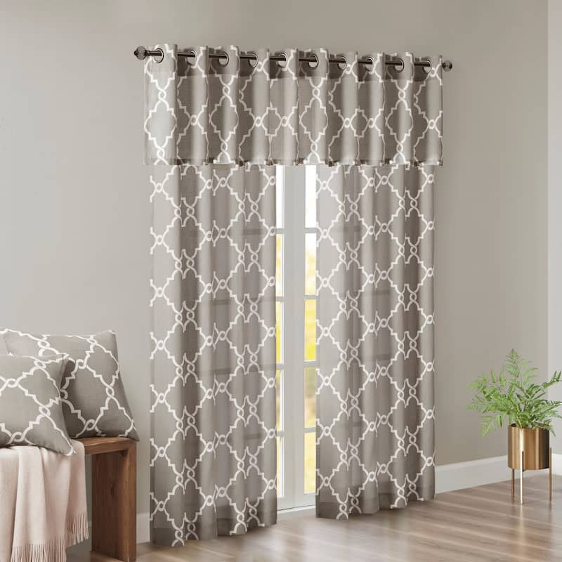 Madison Park Westmont Fretwork Print Grommet Window Valance - 50x18"